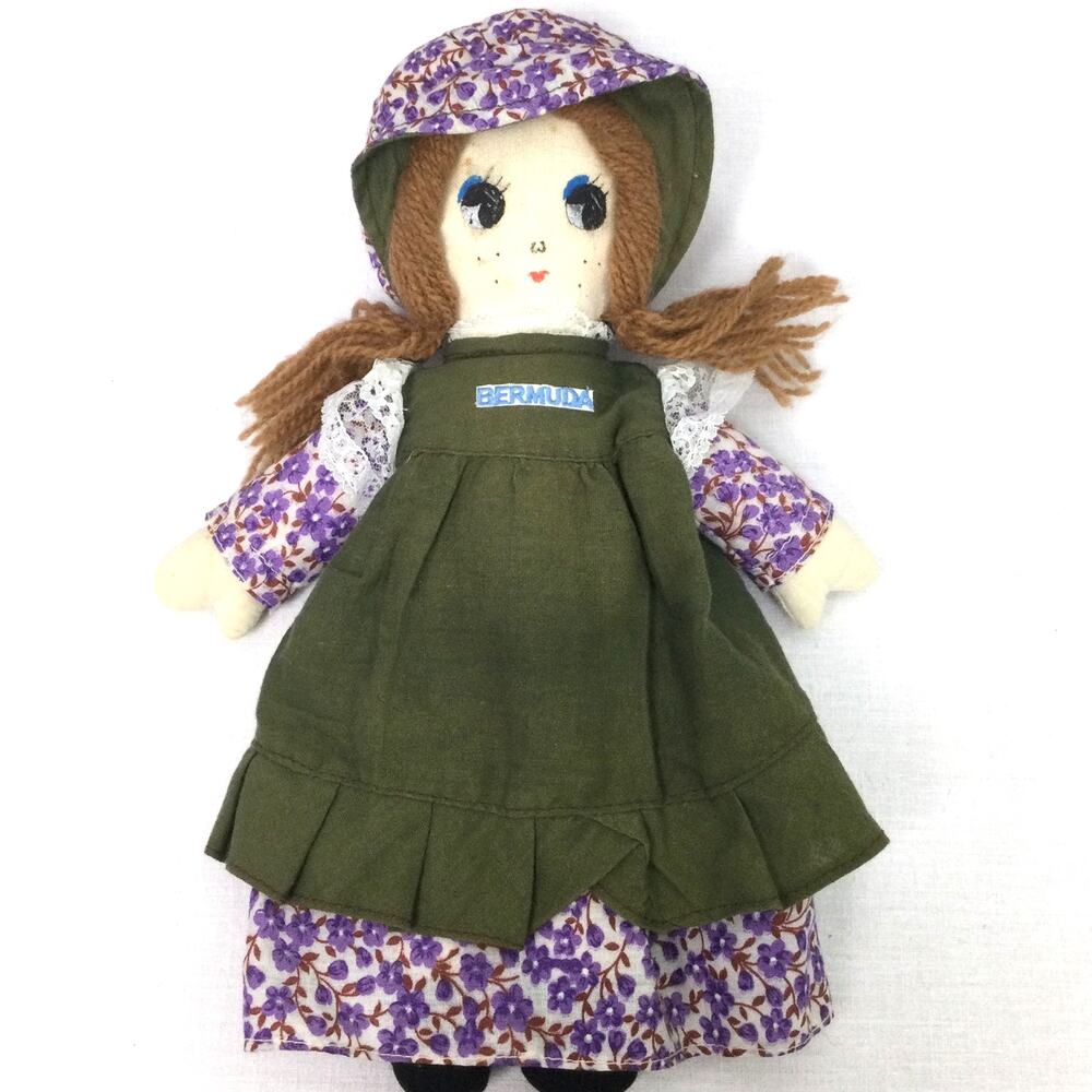 Vintage Holly Hobbie Prairie Floral Dress Bonnet Bermuda Pinafore Rag Doll